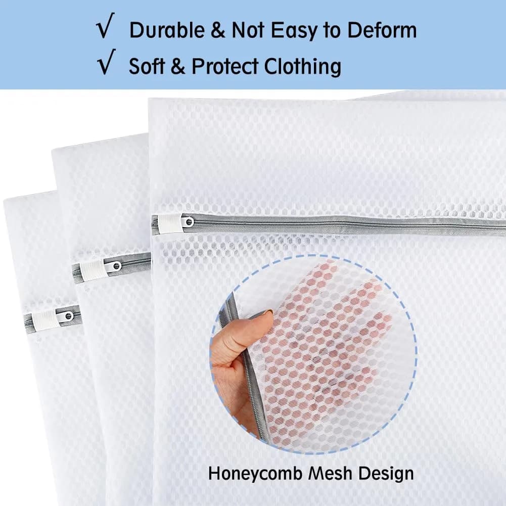 Vivifying 3L Large Honeycomb Mesh Shoe Washing Bags with Zip Closure (16" x 20") - view 4