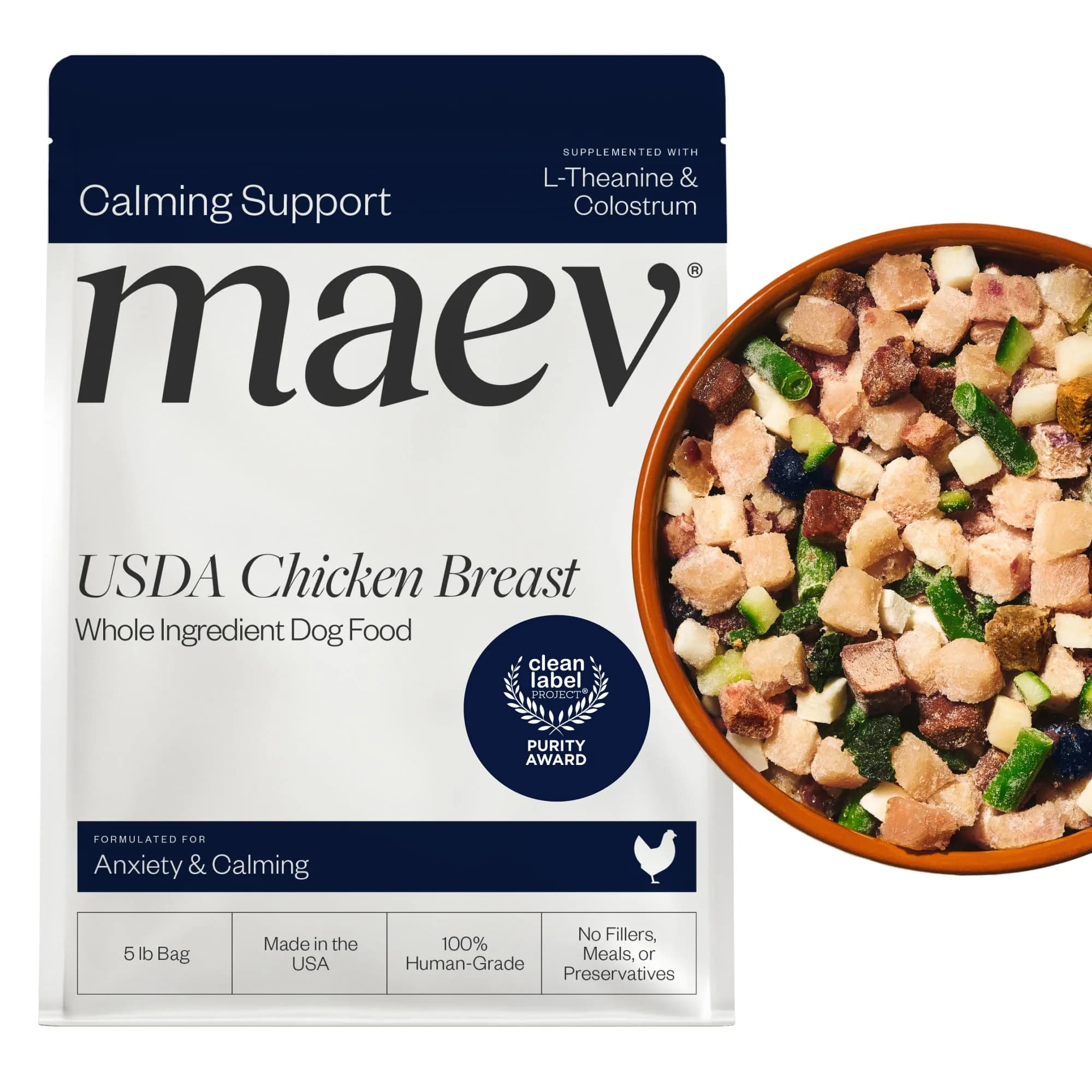Maev Human-Grade Frozen Beef Dog Food 15 lb | Calming & Anxiety Support with Real Beef — Chicken