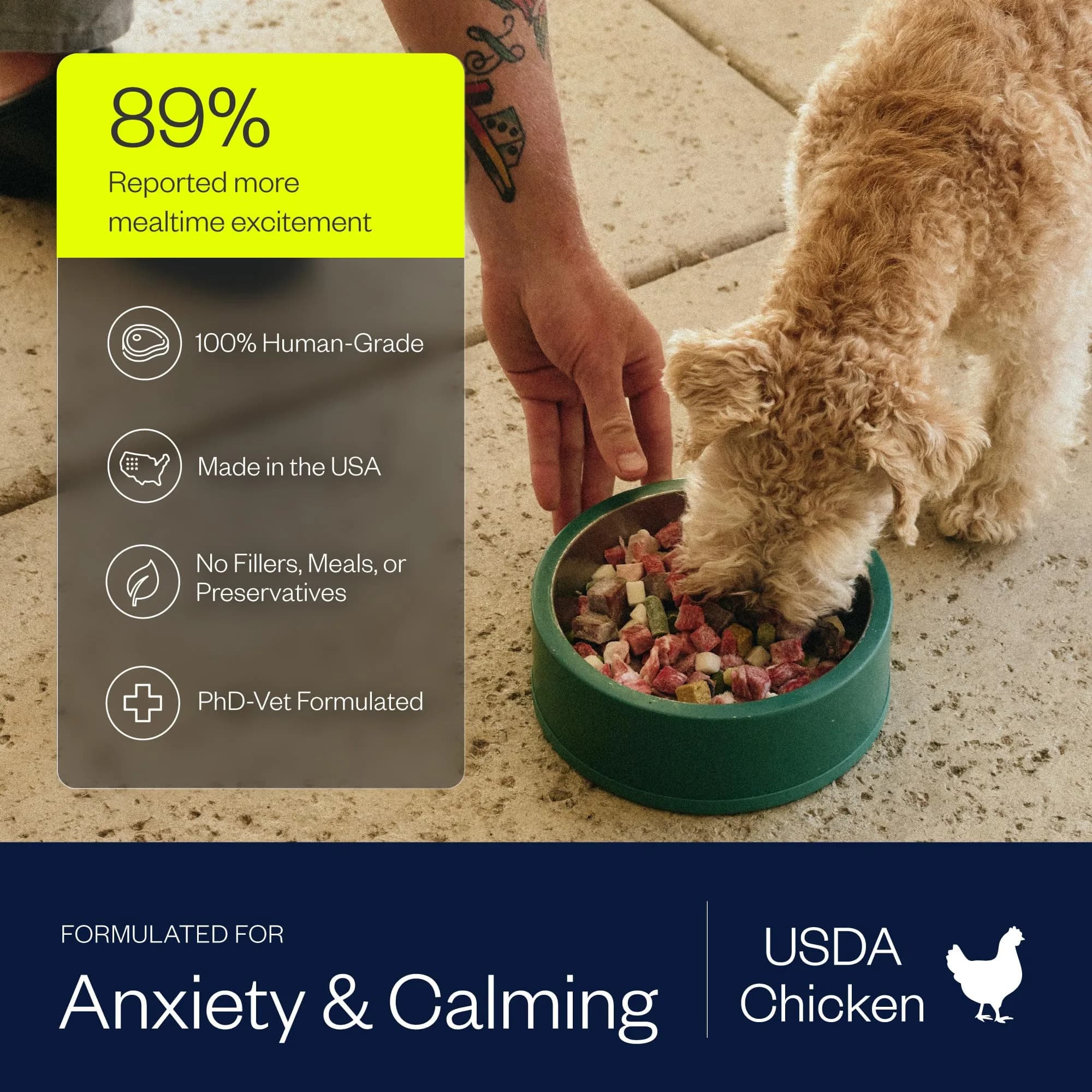 Maev Human-Grade Frozen Chicken Dog Food, 5 lb | Anxiety & Calming Support with Real Chicken thumbnail 3