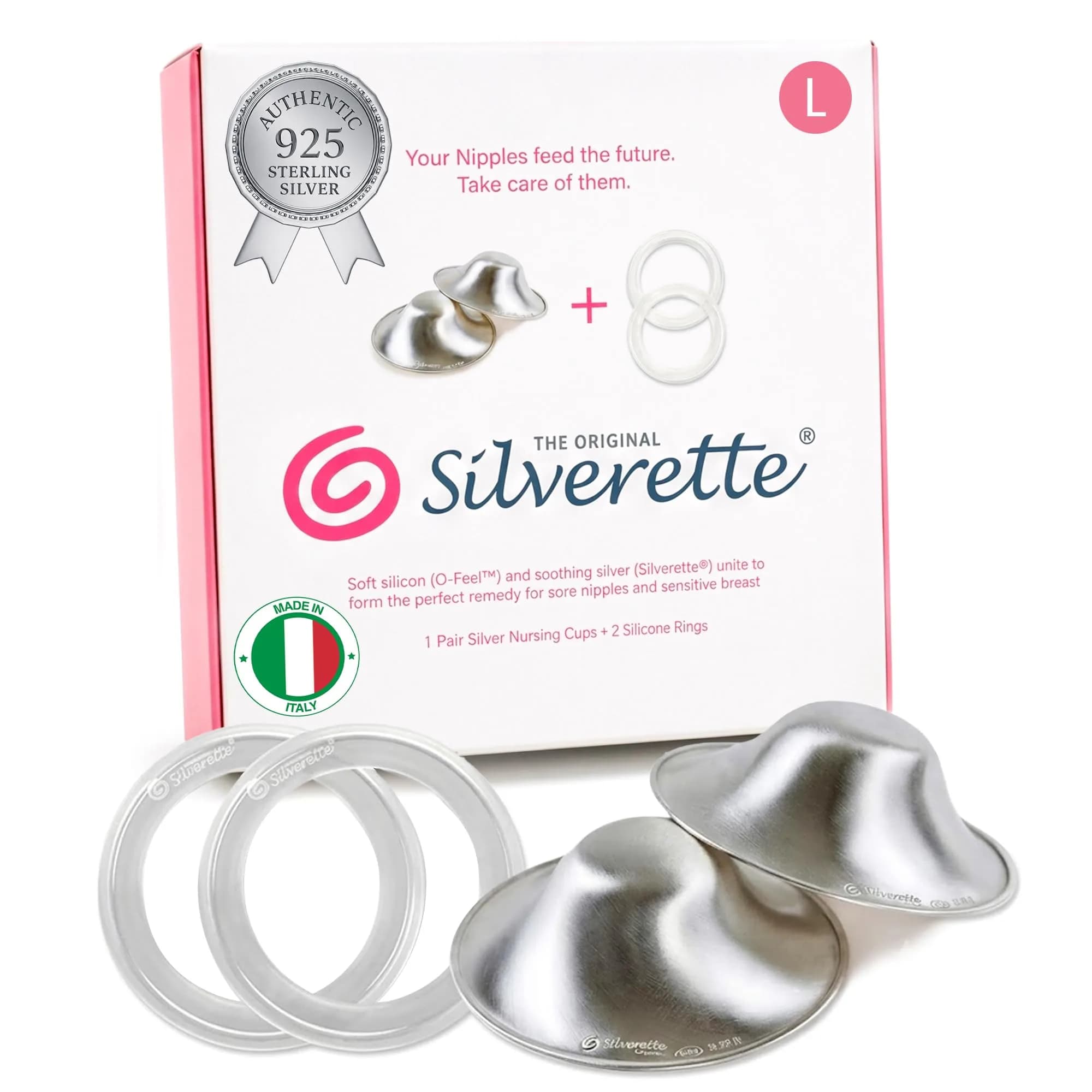Silverette Silver Breast-Petal 2fb3c7 | Real Silverette Nursing Cups for Pain-Free Breastfeeding - main product image