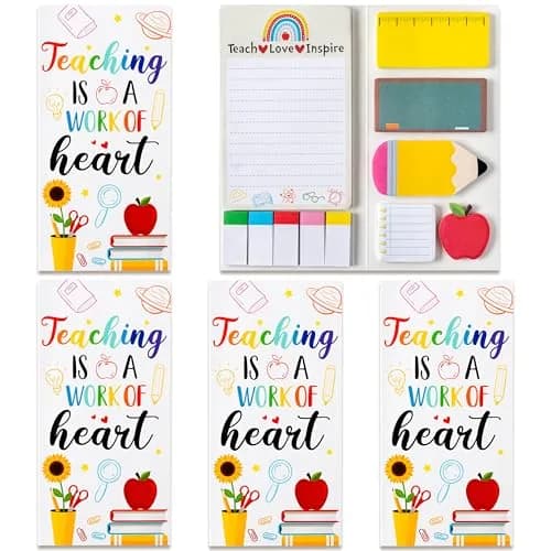 Xqumoi Teacher Sticky Notes Set | 3 Pack Heart Blackboard Apple Shape Self-Stick Note Pads - main product image