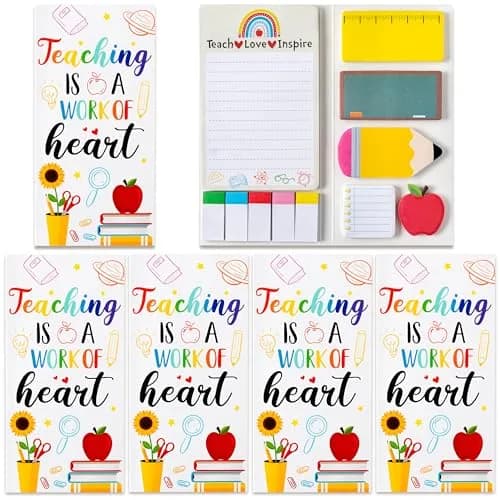 Xqumoi Teacher Sticky Notes Set 4 Pack | Ruler Blackboard Apple Shape Self-Stick Notes - main product image