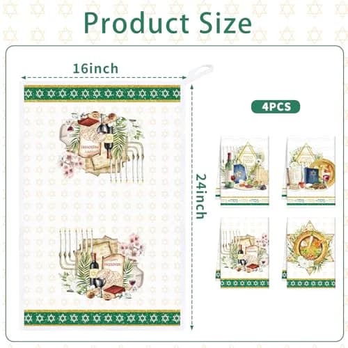 Koazava Passover Kitchen Towels 15.75" x 23.62" | Jewish Star of David & Seder Themes thumbnail 2