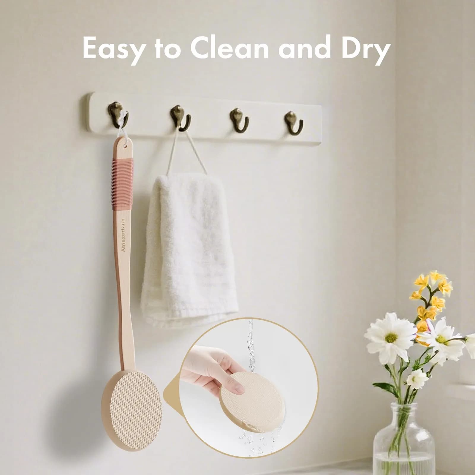 AmazerBath Lotion Applicator with 4 Replacement Pads & 17" Curved Handle | FDA Approved for Back & Feet - view 4
