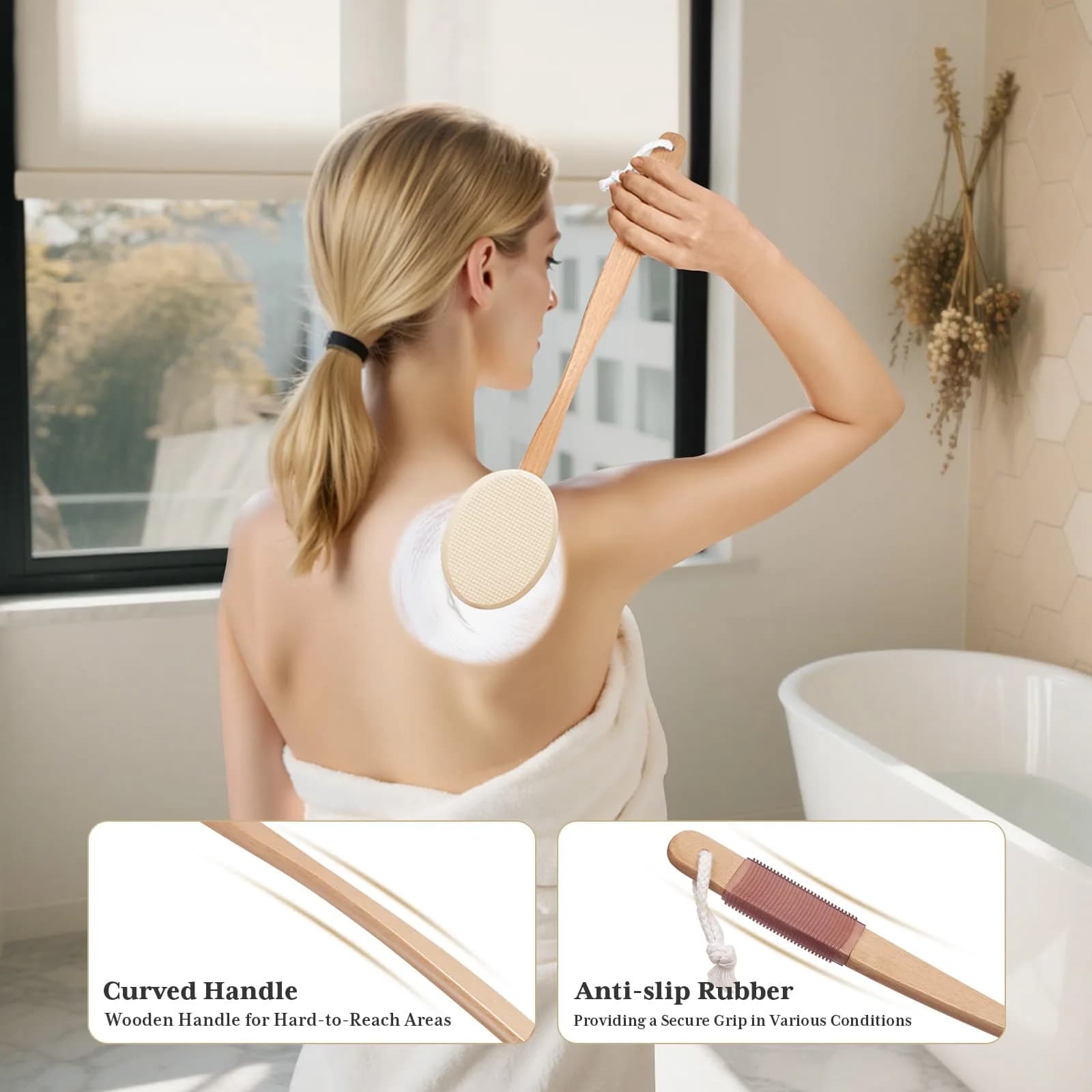 AmazerBath Lotion Applicator with 4 Replacement Pads & 17" Curved Handle | FDA Approved for Back & Feet - view 5