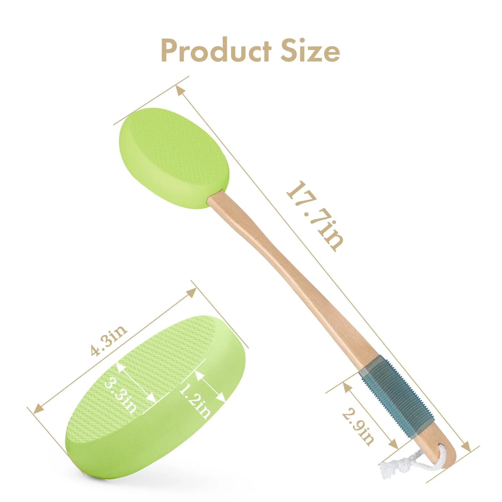 AmazerBath Lotion Applicator 4 Replacement Pads 17 inch Curved Handle Soft Grass Green | Even Application - view 2