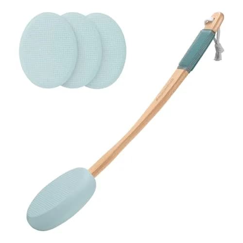 AmazerBath Lotion Applicator with 4 Replacement Pads & 17" Curved Handle | FDA Approved for Back, Feet, Sunscreen, Moisturizer thumbnail 1