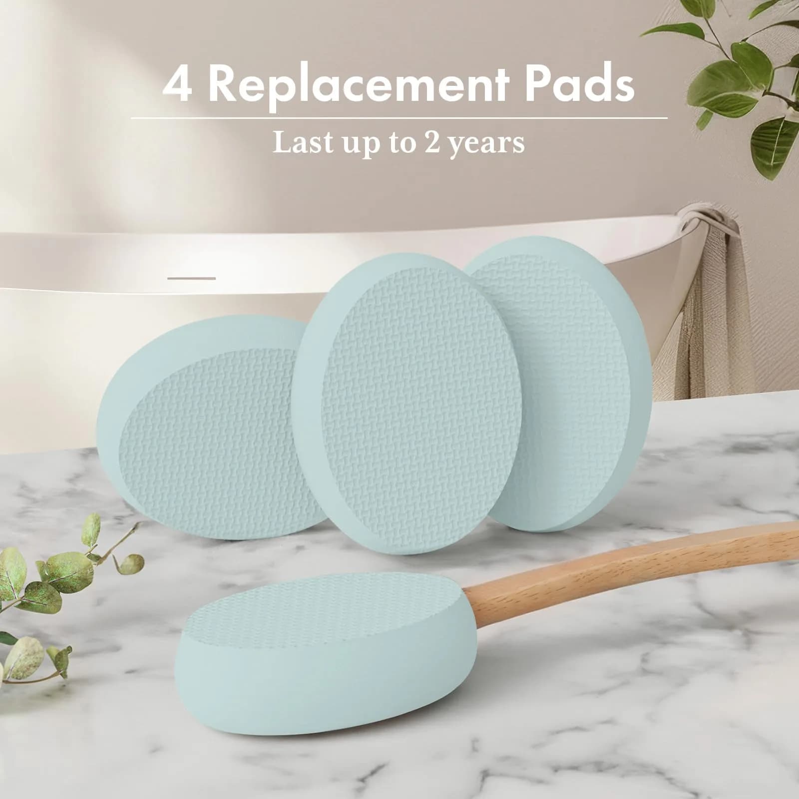 AmazerBath Lotion Applicator with 4 Replacement Pads & 17" Curved Handle | FDA Approved for Back, Feet, Sunscreen, Moisturizer - view 6