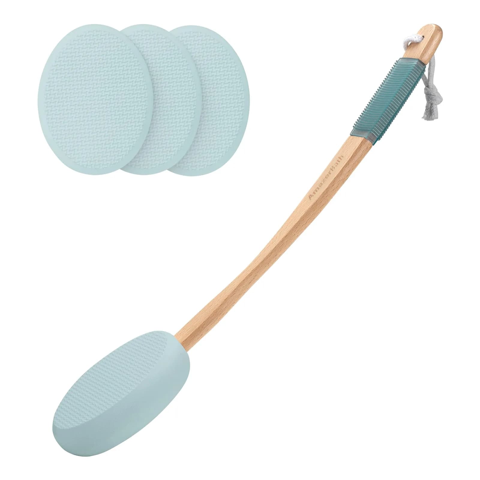 AmazerBath Lotion Applicator with 4 Replacement Pads & 17" Curved Handle | FDA Approved for Back, Feet, Sunscreen, Moisturizer - main product image