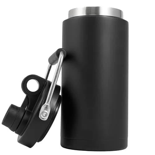 Kerilyn Insulated Half Gallon Jug with Handle, 1893ml (64oz) Stainless Steel Water Bottle | Vacuum Insulated for 48 Hrs Cold, 24 Hrs Hot, Black thumbnail 1