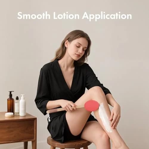 AmazerBath Lotion Applicator 4 Replacement Pads 17 inch Curved Handle Rose Red | Even Application thumbnail 7