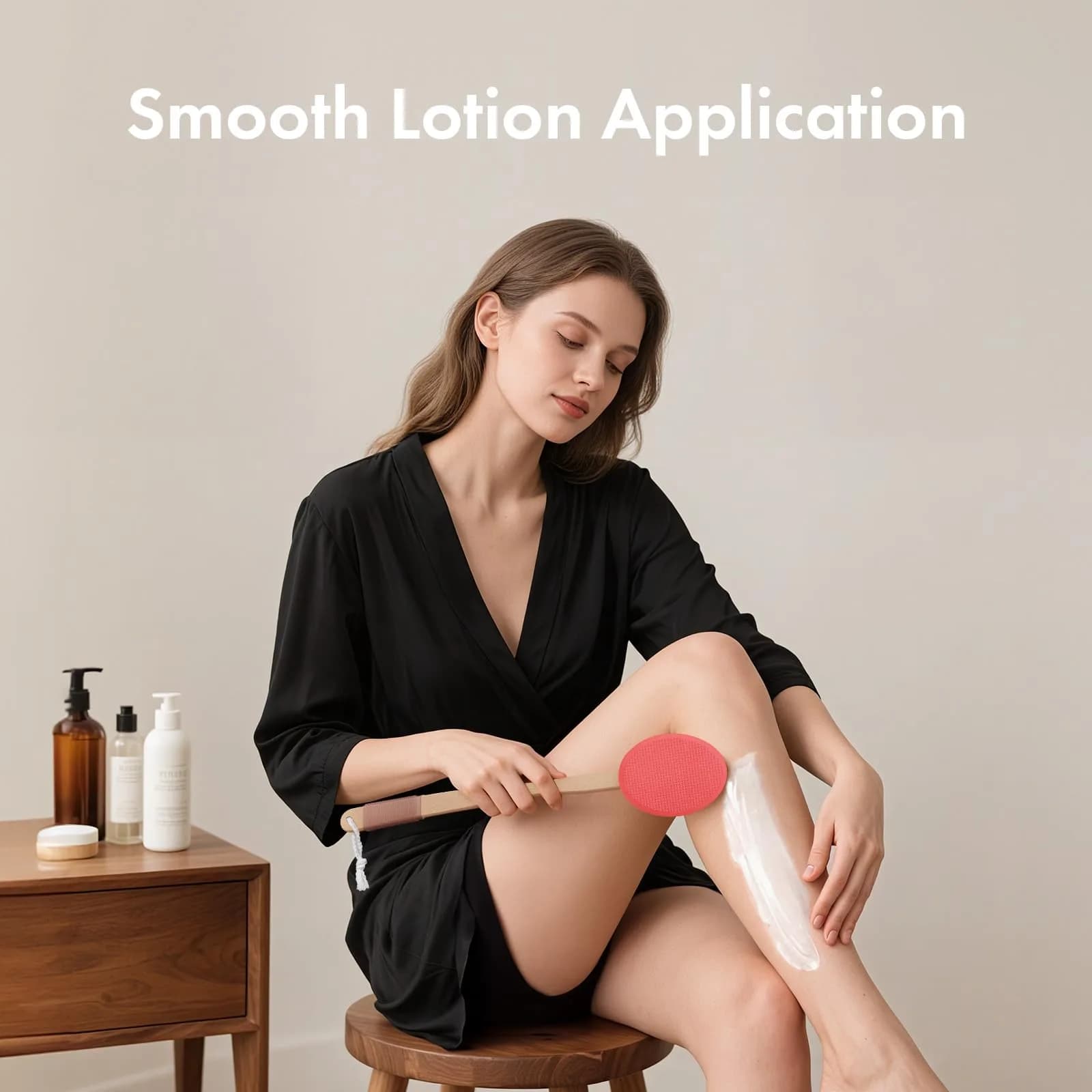AmazerBath Lotion Applicator 4 Replacement Pads 17 inch Curved Handle Rose Red | Even Application - view 7