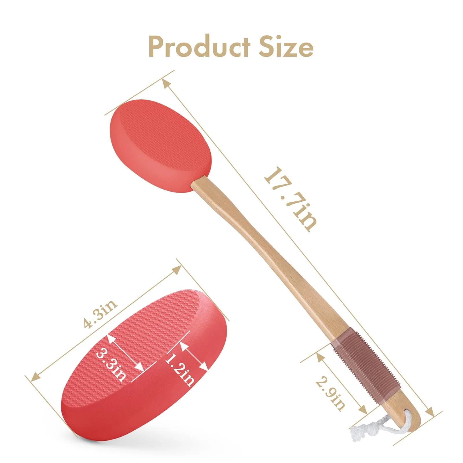 AmazerBath Lotion Applicator 4 Replacement Pads 17 inch Curved Handle Rose Red | Even Application - view 2
