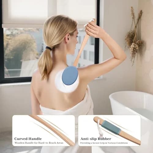 AmazerBath Lotion Applicator with 4 Replacement Pads | Curved Handle for Back, Feet, Sunscreen, Medicine thumbnail 5