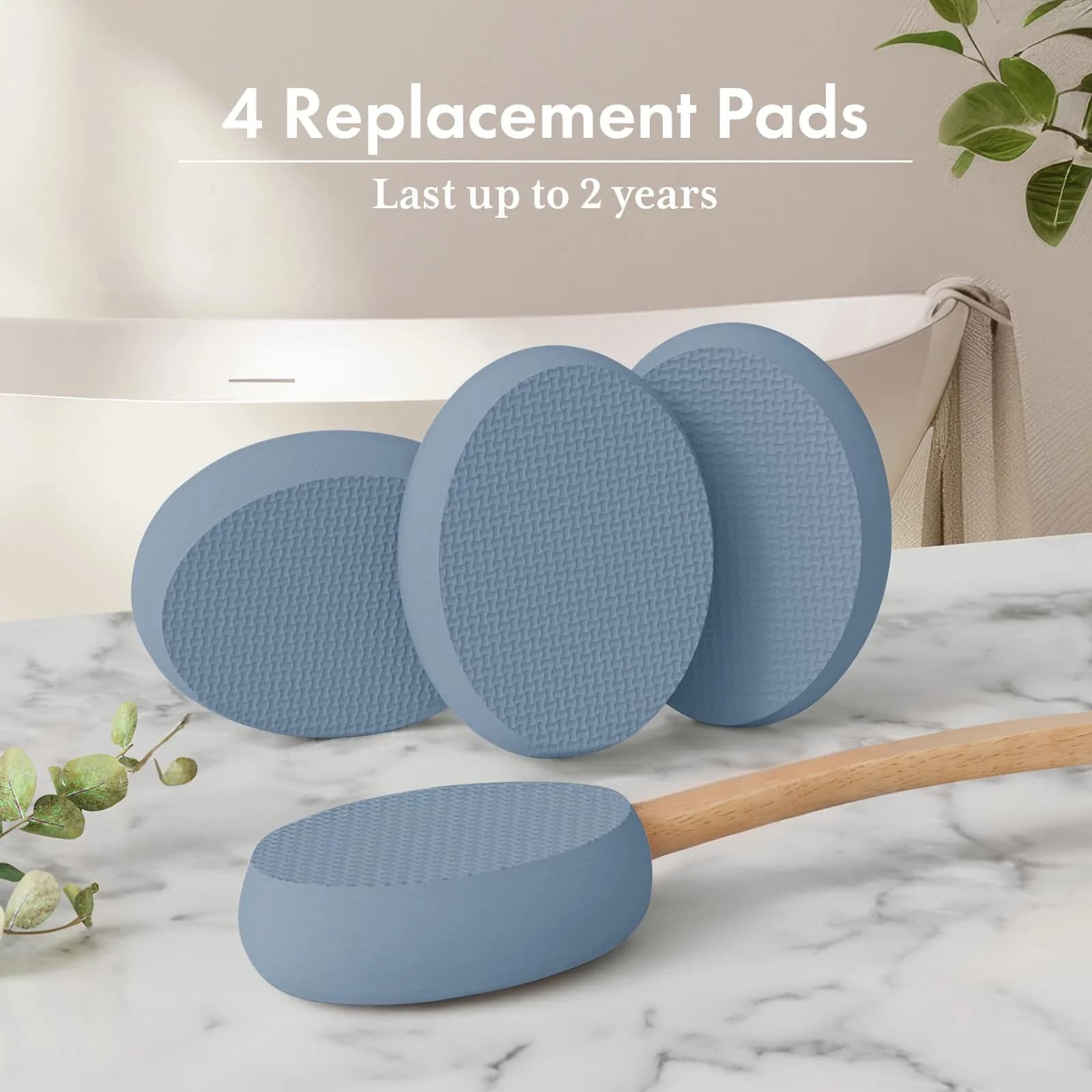 AmazerBath Lotion Applicator with 4 Replacement Pads | Curved Handle for Back, Feet, Sunscreen, Medicine - view 6