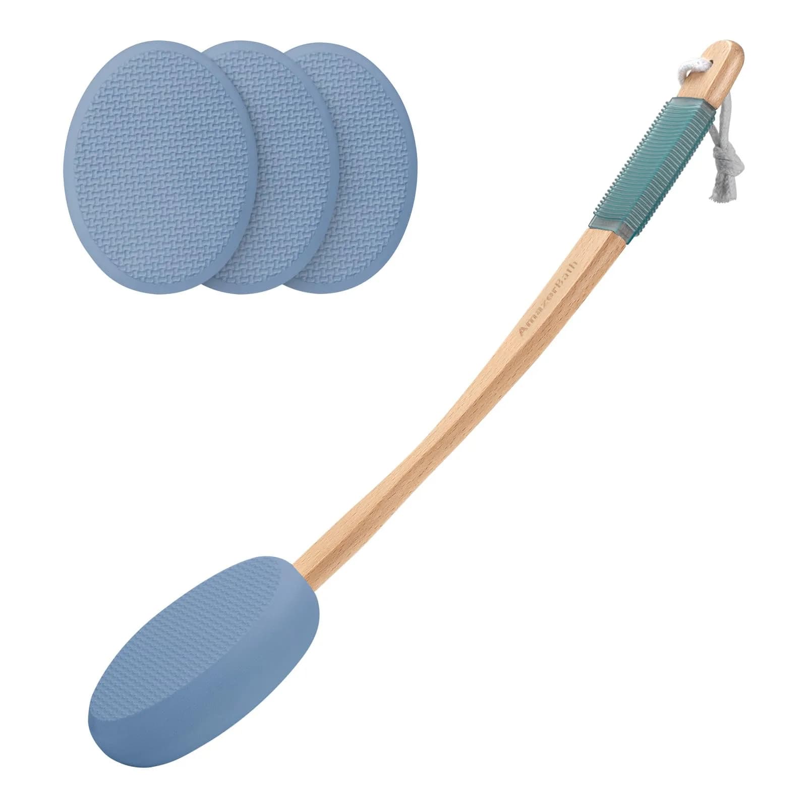 AmazerBath Lotion Applicator with 4 Replacement Pads | Curved Handle for Back, Feet, Sunscreen, Medicine - main product image