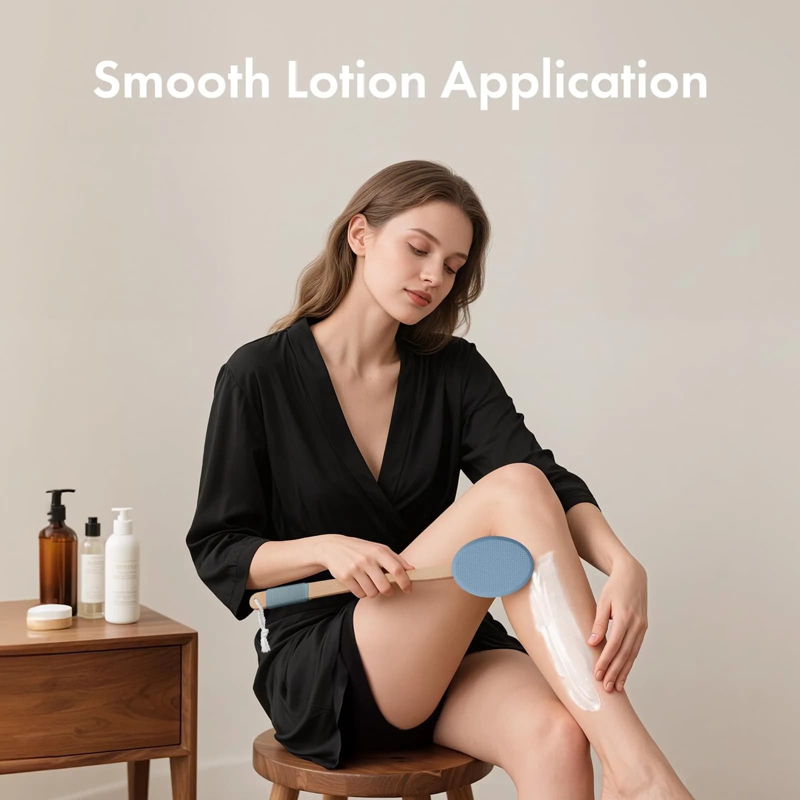 AmazerBath Lotion Applicator with 4 Replacement Pads | Curved Handle for Back, Feet, Sunscreen, Medicine - view 7