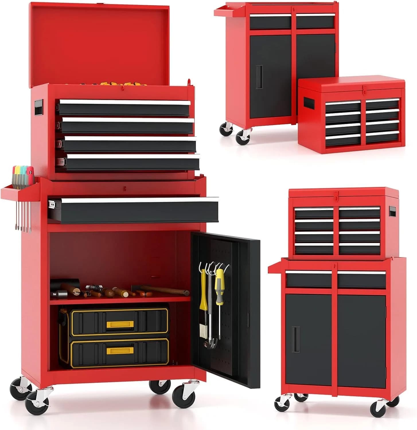 ARNOT 2-in-1 Rolling Tool Chest with 5 Drawers | Heavy-Duty Metal Storage for Garage & Workshop
