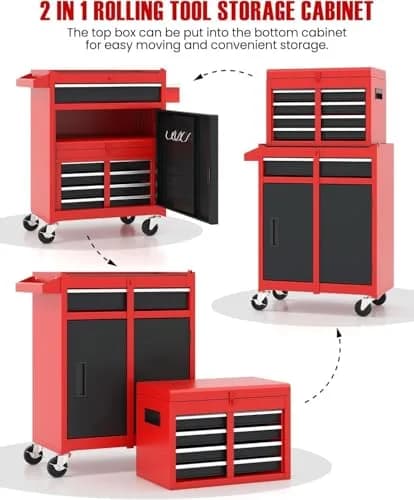 ARNOT 2-in-1 Rolling Tool Chest with 5 Drawers | Heavy-Duty Metal Storage for Garage & Workshop thumbnail 5