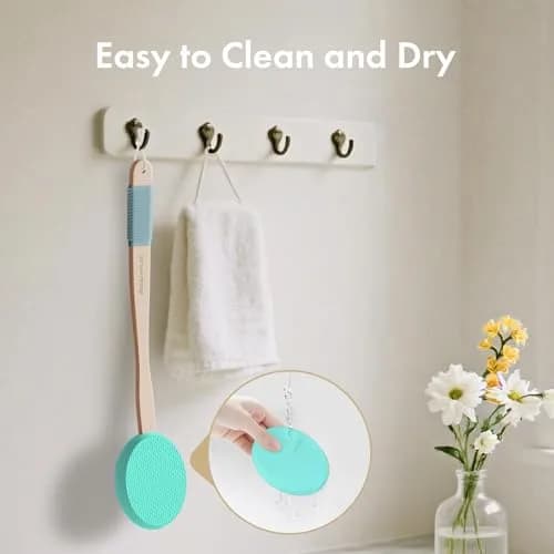 AmazerBath Lotion Applicator with 4 Replacement Pads & 17" Curved Handle | FDA Approved for Back, Feet, and Hard-to-Reach Areas thumbnail 4