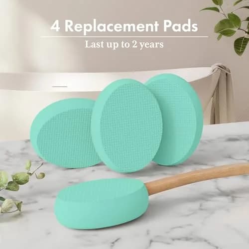 AmazerBath Lotion Applicator with 4 Replacement Pads & 17" Curved Handle | FDA Approved for Back, Feet, and Hard-to-Reach Areas thumbnail 6