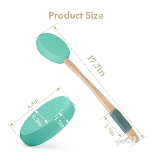 AmazerBath Lotion Applicator with 4 Replacement Pads & 17" Curved Handle | FDA Approved for Back, Feet, and Hard-to-Reach Areas thumbnail 2