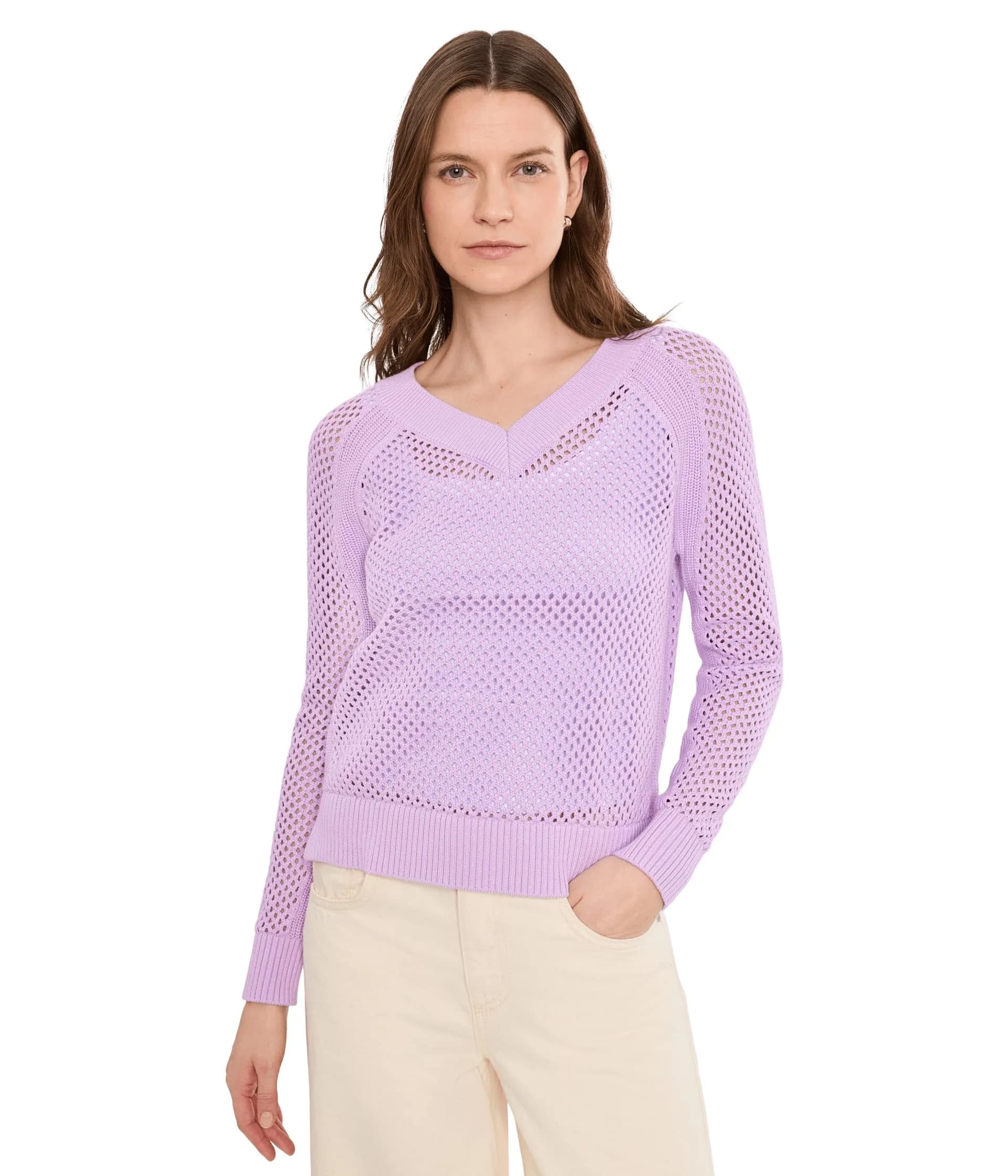 Elliott Lauren Womens Open Mind Lavender Sweater | Cotton Regular Fit LG
