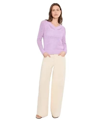 Elliott Lauren Womens Open Mind Lavender Sweater | Cotton Regular Fit LG thumbnail 2
