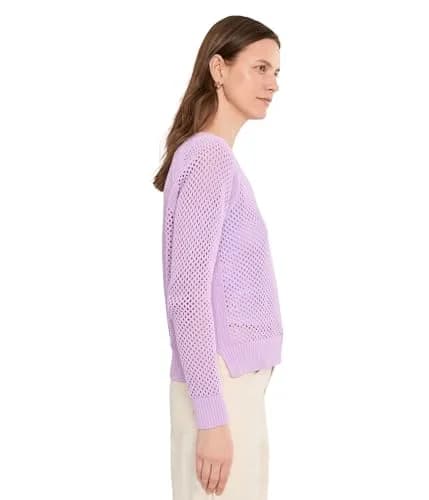 Elliott Lauren Womens Open Mind Lavender Sweater | Cotton Regular Fit LG thumbnail 3