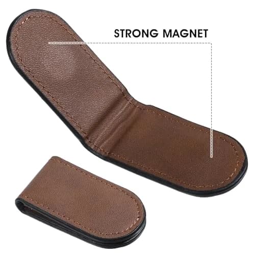Hpmjz Slim Magnetic Money Clip Leather Business Card Holder for Men Black | Compact & Durable thumbnail 4