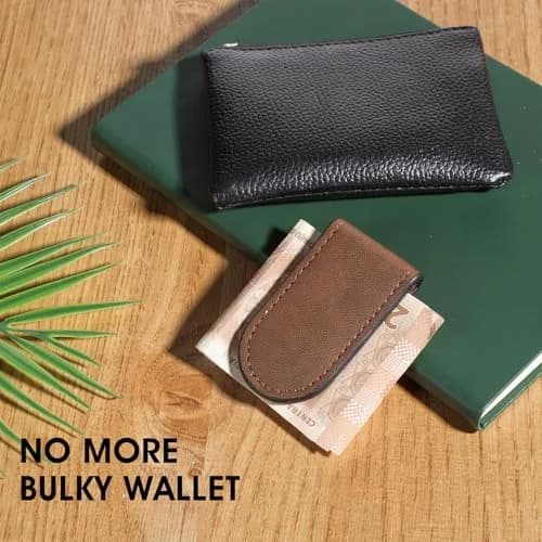 Hpmjz Slim Magnetic Money Clip Leather Business Card Holder for Men Black | Compact & Durable thumbnail 6
