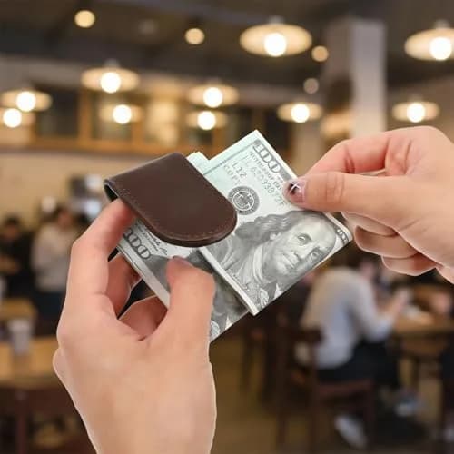 Hpmjz Slim Magnetic Money Clip Leather Business Card Holder for Men Black | Compact & Durable thumbnail 7