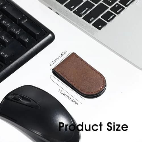 Hpmjz Slim Magnetic Money Clip Leather Business Card Holder for Men Black | Compact & Durable thumbnail 2