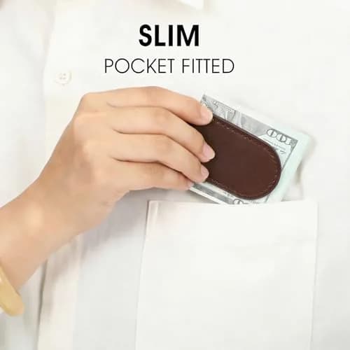 Hpmjz Slim Magnetic Money Clip Leather Business Card Holder for Men Black | Compact & Durable thumbnail 3