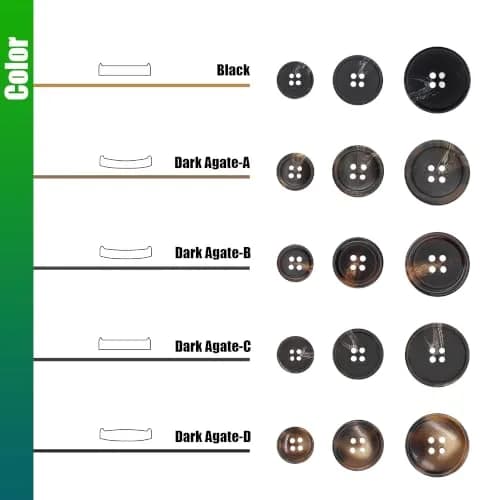 Renashed Faux Buffalo Horn Suit Coat Buttons 15mm, 20mm, 25mm (Dark Brown Series) | 120 Pcs thumbnail 4