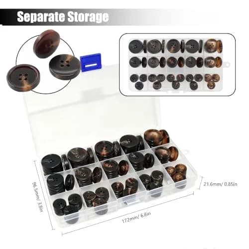 Renashed Faux Buffalo Horn Suit Coat Buttons 15mm, 20mm, 25mm (Dark Brown Series) | 120 Pcs thumbnail 5