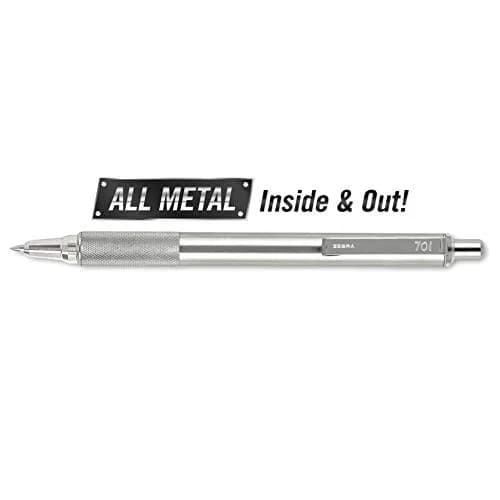 Zebra Pen F-701 Retractable Ballpoint Pen 0.8mm | Stainless Steel Barrel, Black Ink, Pack of 2 thumbnail 2
