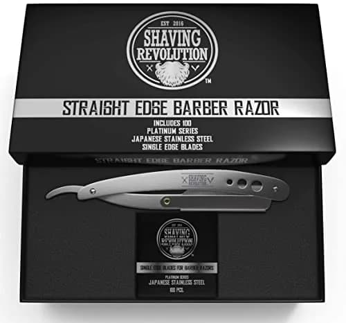 SHAVING REVOLUTION Straight Edge Barber Razor for Men - Professional Straight Blade Razor Kit with 100 Single Edge Blades (Pack of 2) thumbnail 5
