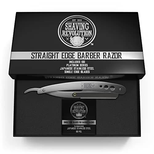 SHAVING REVOLUTION Straight Edge Barber Razor for Men - Professional Straight Blade Razor Kit with 100 Single Edge Blades (Pack of 2) thumbnail 3