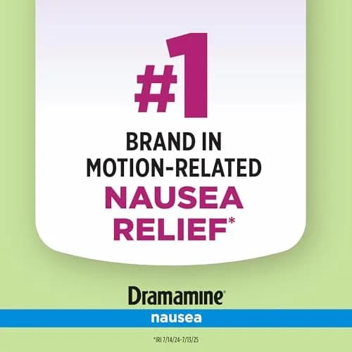 Dramamine Nausea Relief Chewable Raspberry Cream 12 Count | Fast 24-Hour Motion Sickness Support thumbnail 4
