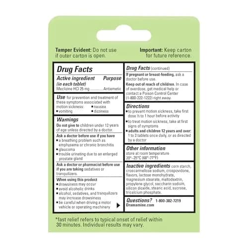 Dramamine Nausea Relief Chewable Raspberry Cream 12 Count | Fast 24-Hour Motion Sickness Support thumbnail 9