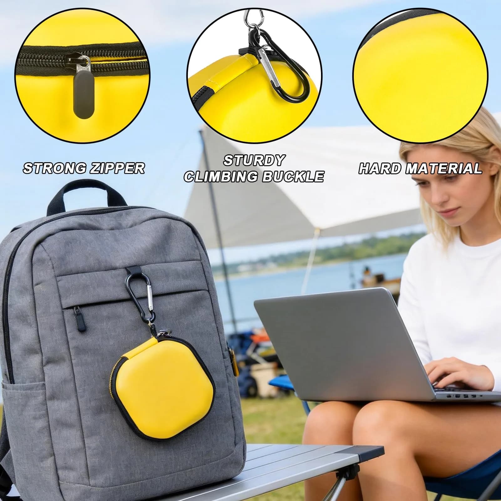 Comecase Hard EVA Shell USB Flash Drive Case | Holds 16 USB Drives with Mesh Pocket & Hand Strap - view 7