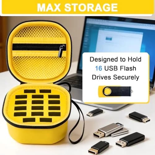 Comecase Hard EVA Shell USB Flash Drive Case | Holds 16 USB Drives with Mesh Pocket & Hand Strap thumbnail 2