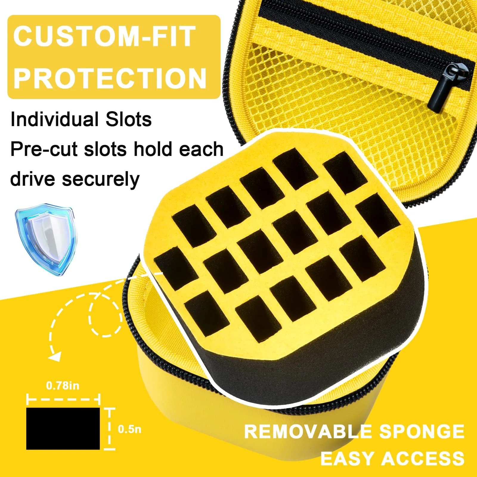Comecase Hard EVA Shell USB Flash Drive Case | Holds 16 USB Drives with Mesh Pocket & Hand Strap - view 3