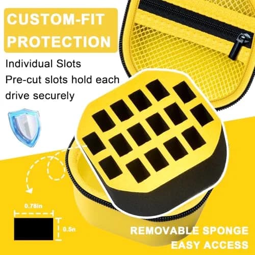 Comecase Hard EVA Shell USB Flash Drive Case | Holds 16 USB Drives with Mesh Pocket & Hand Strap thumbnail 3