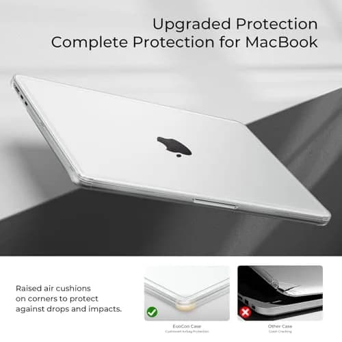 EooCoo Reinforced Anti-Crack Case for MacBook Air 13.6 inch M5-M2 Chip (2022-2026) | Shockproof Matte Clear Hard Shell thumbnail 5