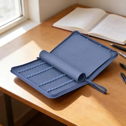 erofa 48 Slots Fountain Pen Case, Blue Canvas Holder | Large Capacity Organizer for Students & Professionals thumbnail 5