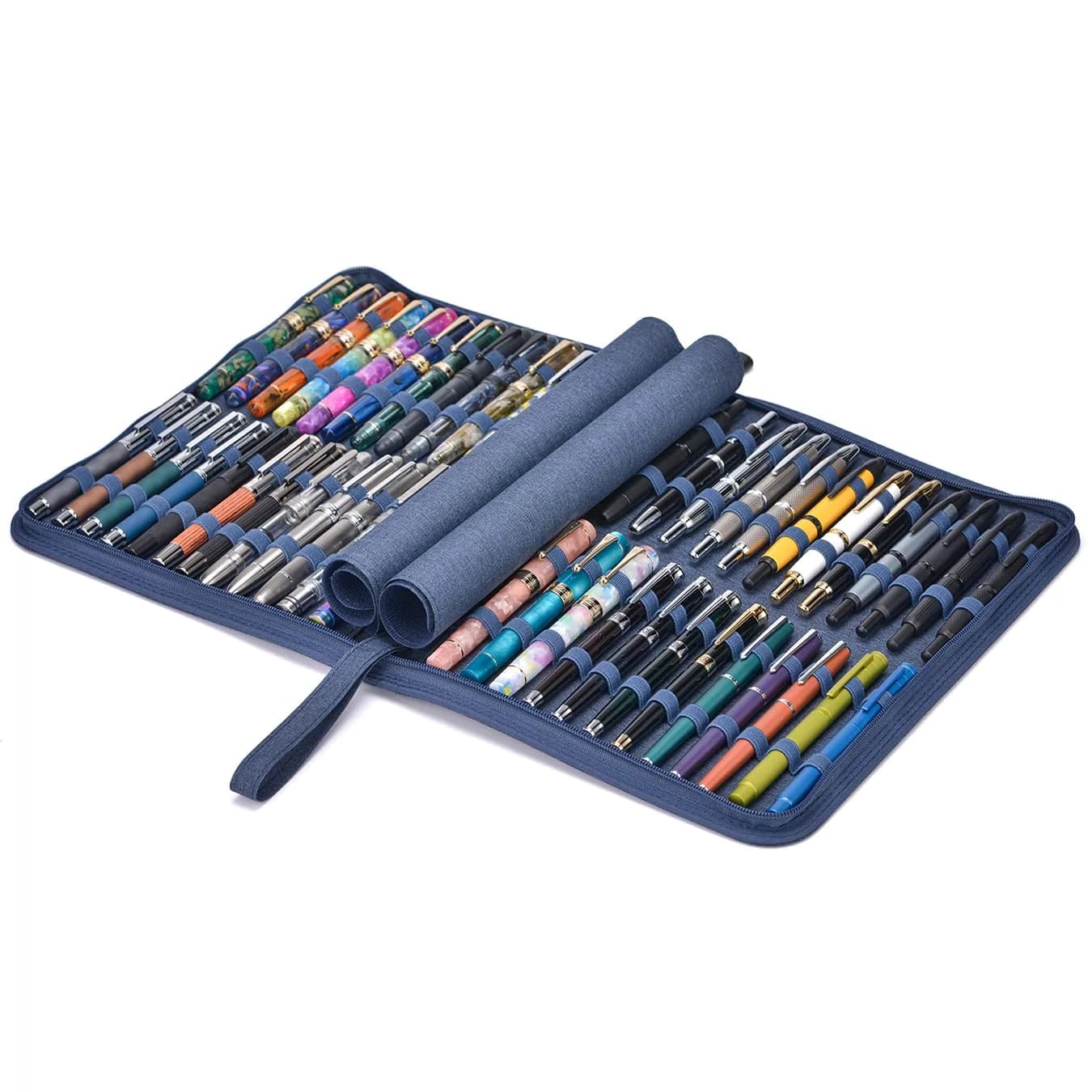 erofa Blue 48 Slot Water-Resistant Canvas Fountain Pen Case Holder Bag - view 2