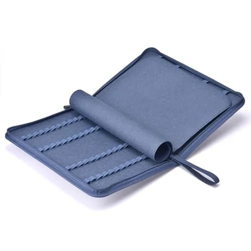 erofa 48 Slots Fountain Pen Case, Blue Canvas Holder | Large Capacity Organizer for Students & Professionals thumbnail 3