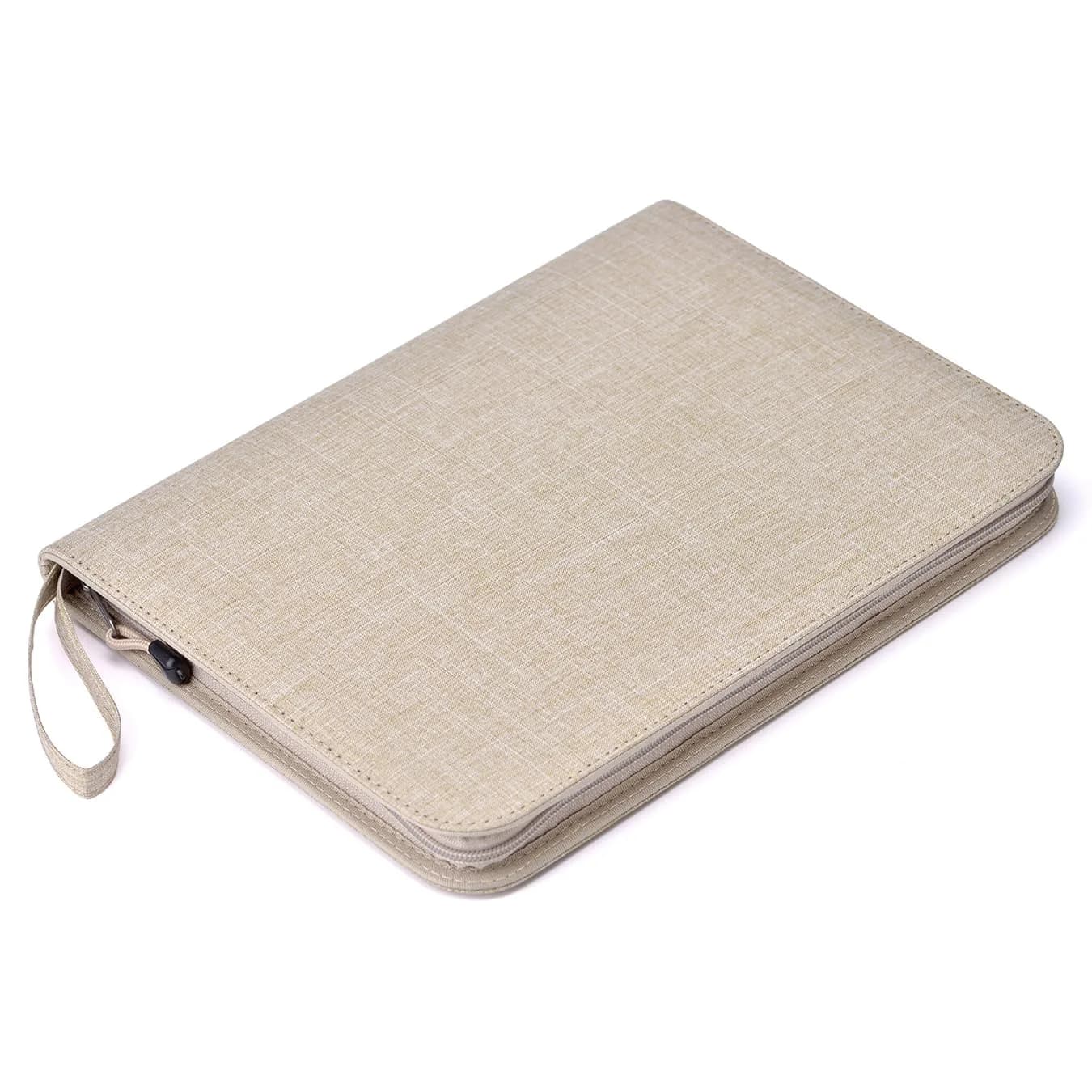 erofa Beige Canvas 48 Slots Fountain Pen Case, Water Resistant Display Pouch Bag - view 3